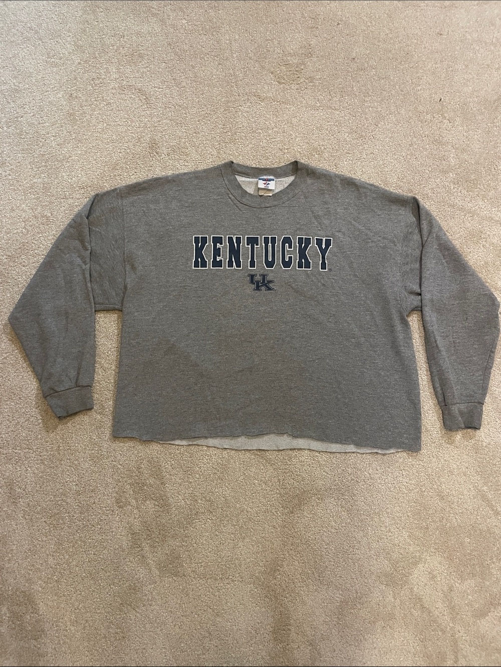 Vintage Kentucky Jerzees Gray Cropped Crewneck Sweatshirt